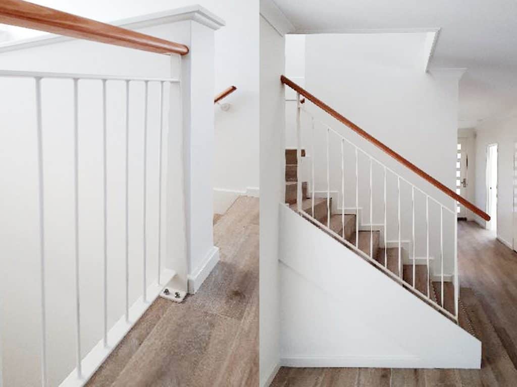 White Aluminium Balustrade with Wooden Handrail